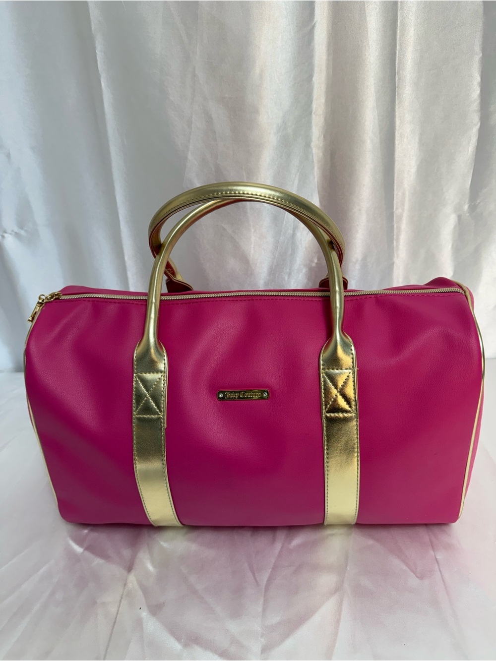 Juicy Couture Hot Pink/Metallic Gold Overnight Weekend Duffel Bag- New